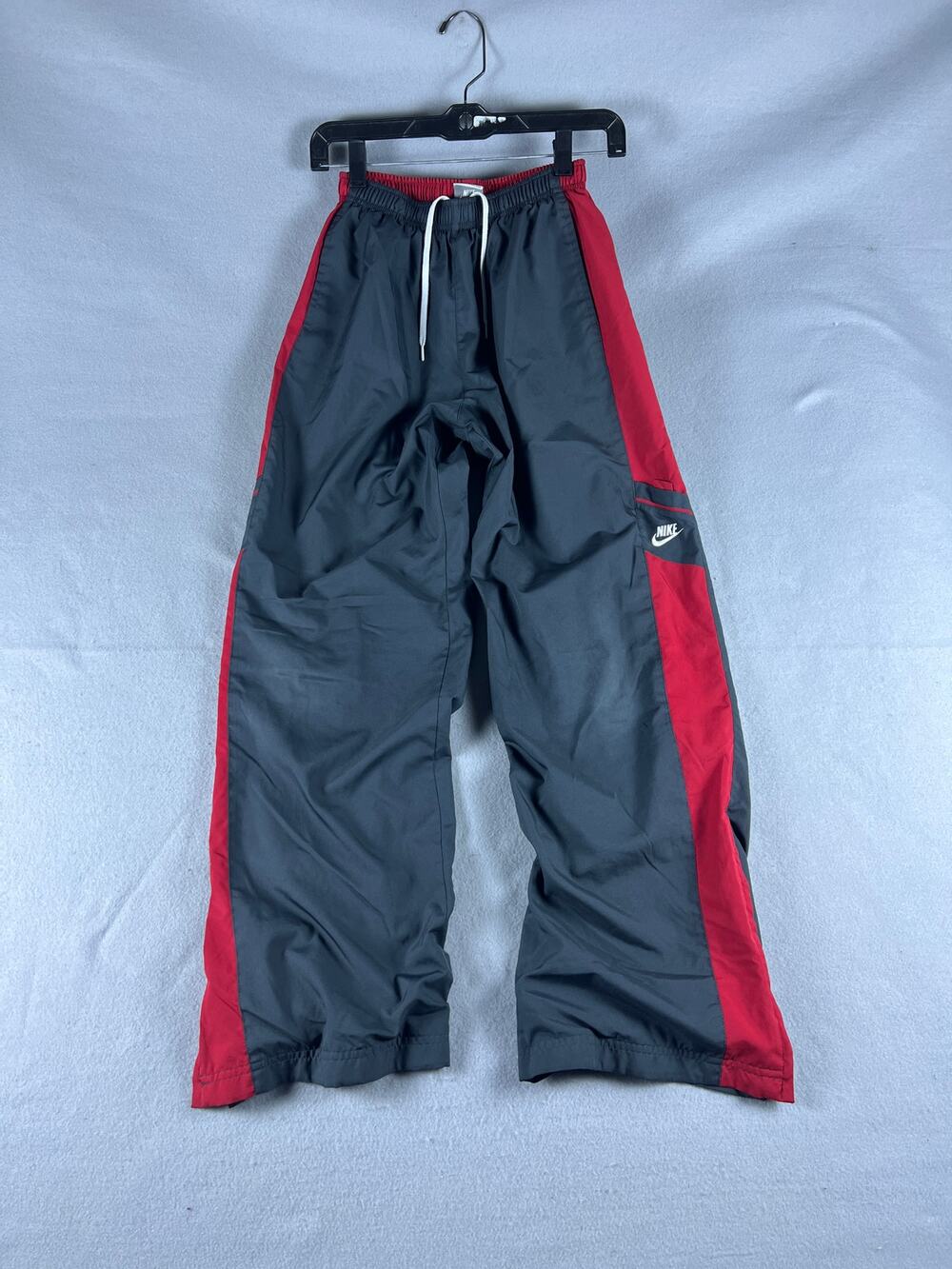 Grey Nike Track Pants Red Stripe Youth XL Baggy Swoosh 90s Insulated athletic